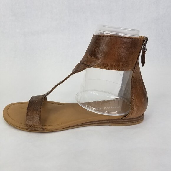 Franco Sarto Gelato Sandals Womens 6 Caramel Brown Leather Zipper Heel Gladiator - Picture 4 of 14